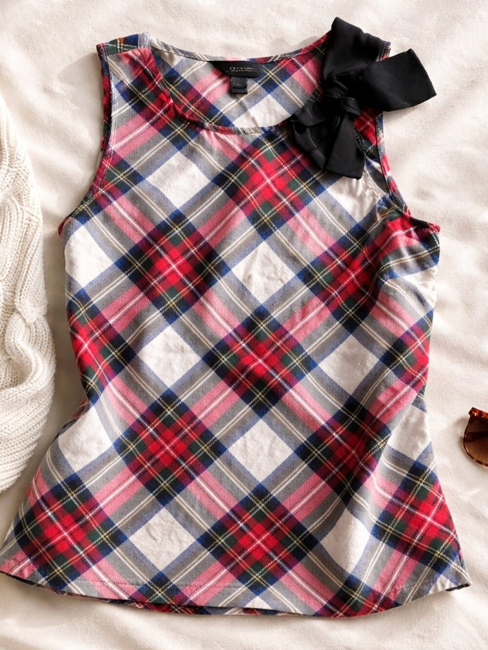J.Crew Plaid Bow Top Sleeveless Preppy Classic Cotton Women's Small
